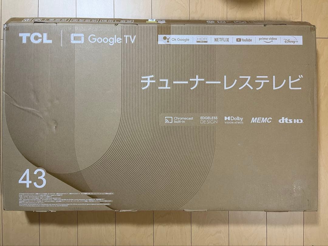 TCL 43V型 43P63J 4K Google TV 2024年製 美品