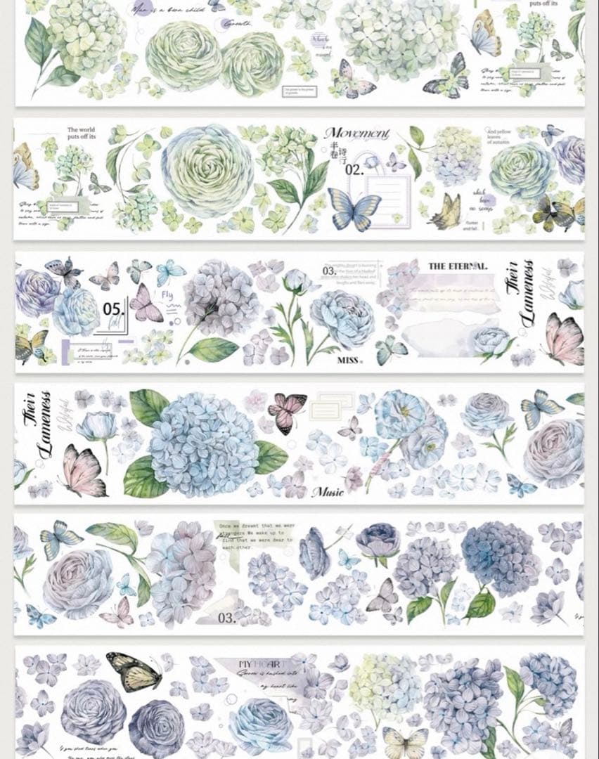 林野间《绣花信·蓝》海外マスキングテープ　マステ 【2466】