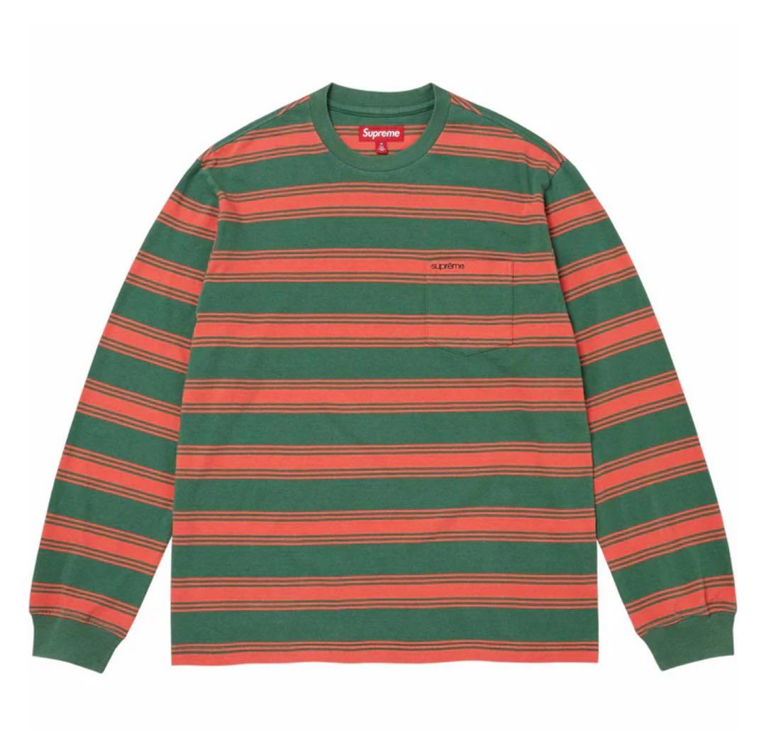 トップス Supreme Stripe Pocket L/S Top \"Green\"