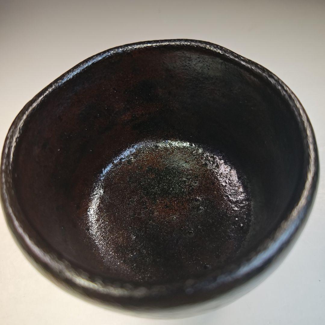 イ739 茶碗『鷹ケ峰窯　寿山作』『黒茶碗　仕覆付』『久田宗也（尋牛斎）極箱』