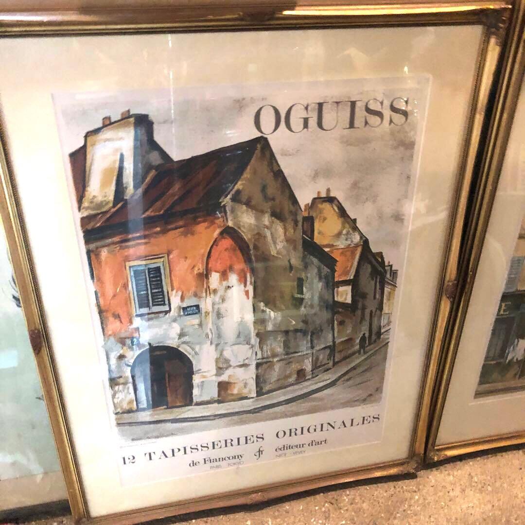 【引き取りき限定】荻須高徳リトグラフポスター　2枚　美品　金縁額装