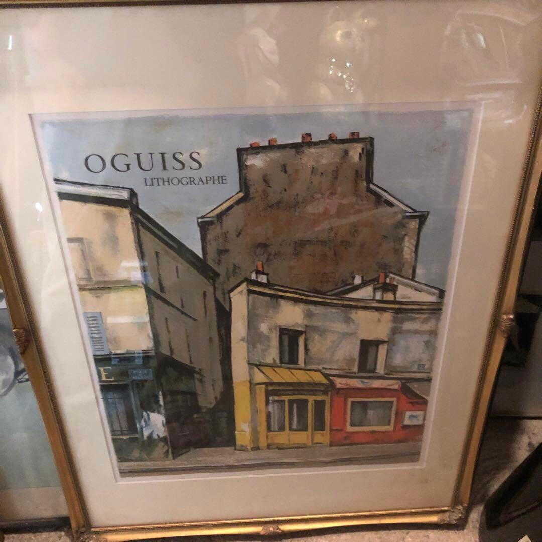 【引き取りき限定】荻須高徳リトグラフポスター　2枚　美品　金縁額装