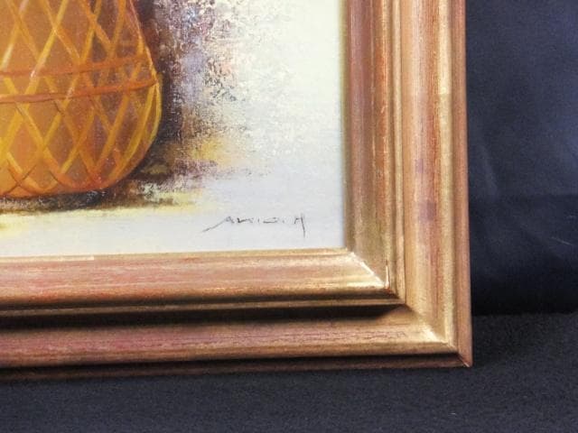 原田彰夫　直筆サイン『かとれあと実』キャンヴァスに油彩 6号 0919D