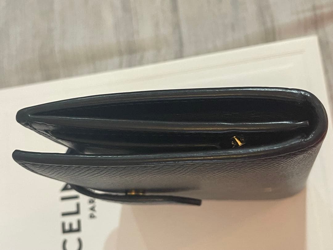 CELINE 二つ折り財布　スモールストラップウォレット　ブラック　黒