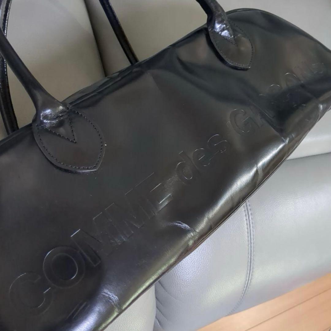 COMME des GARÇONS 黒 レザー ロゴ ボストンバッグ