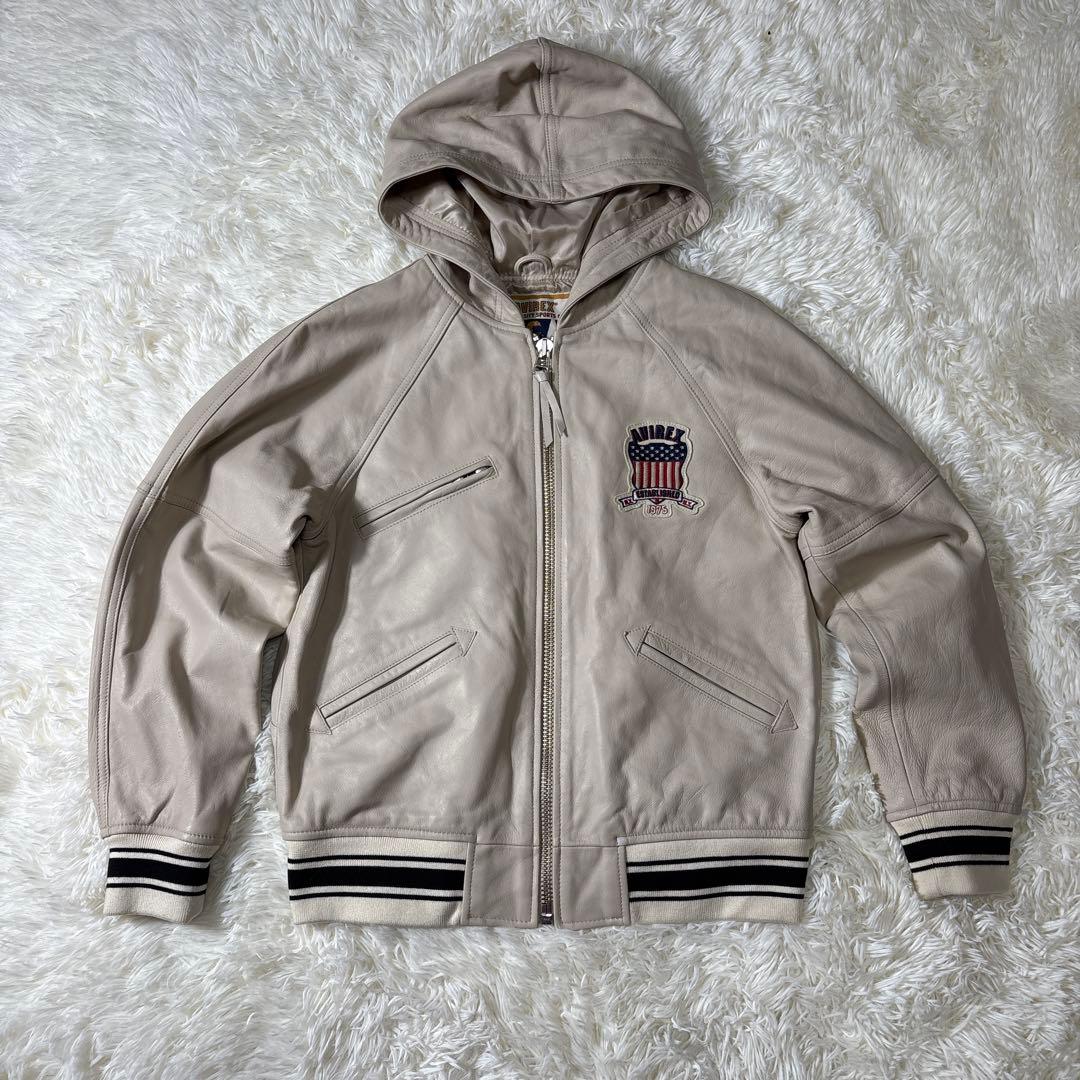 未使用級✨AVIREX アヴィレックス　フードシグネチャー　レザージャケット