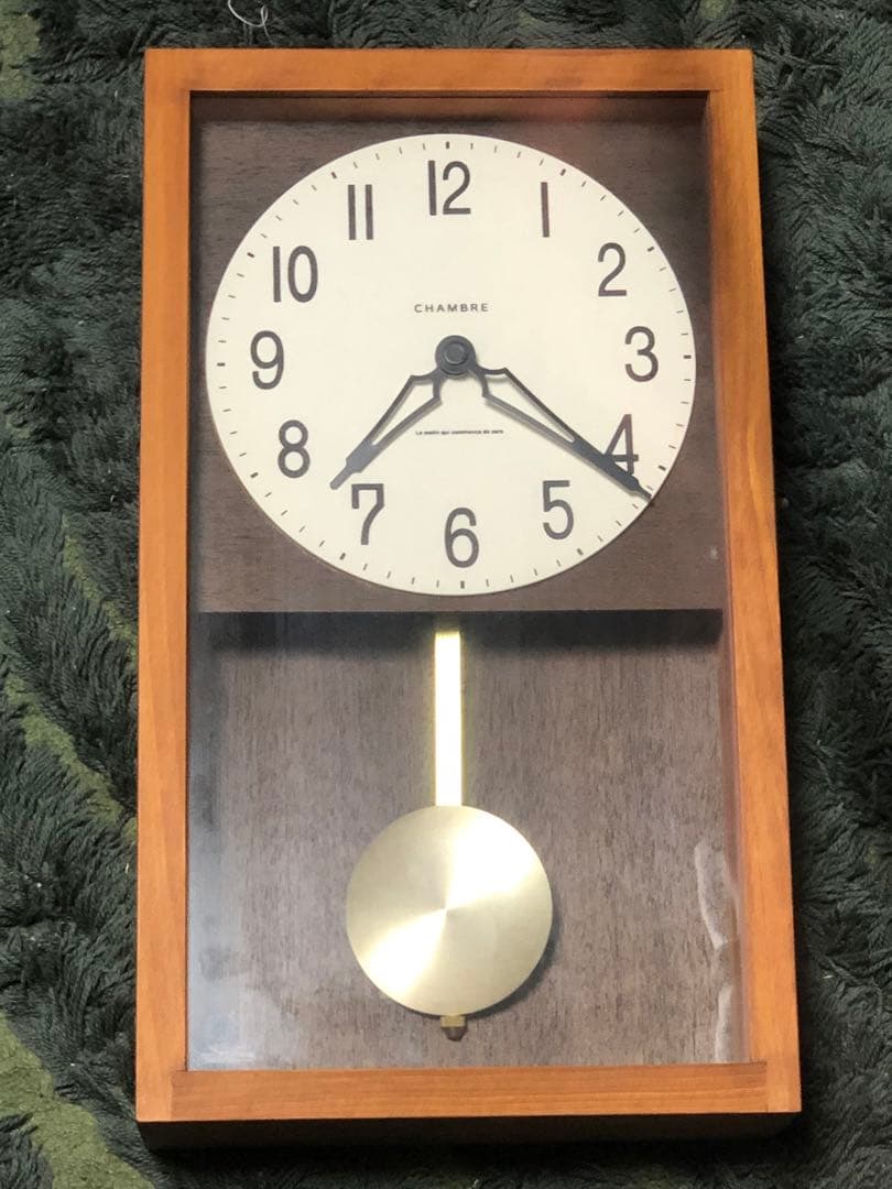 シャンブル　CHAMBRE 木製振り子時計　ブラウン色