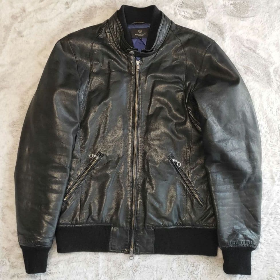 ユナイテッドアローズ ラムレザー ライダースジャケット L 短丈 リブ