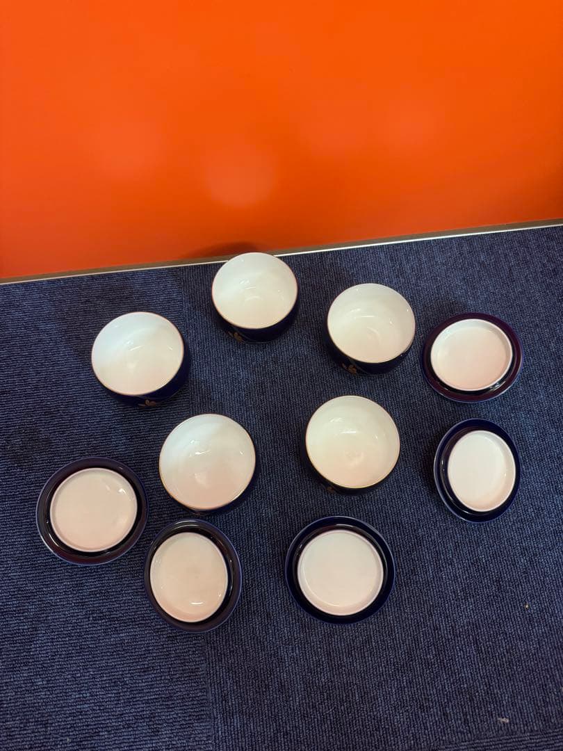 1958 香蘭社　金彩　湯呑蓋付　5客