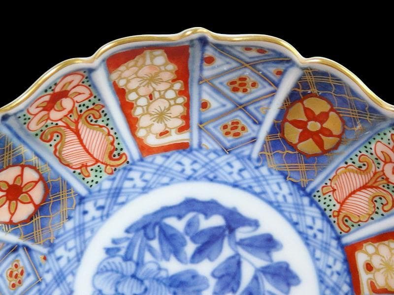 大聖寺伊万里　金襴手 菊花型　牡丹の図　4寸皿　2枚　C457AS-CVs