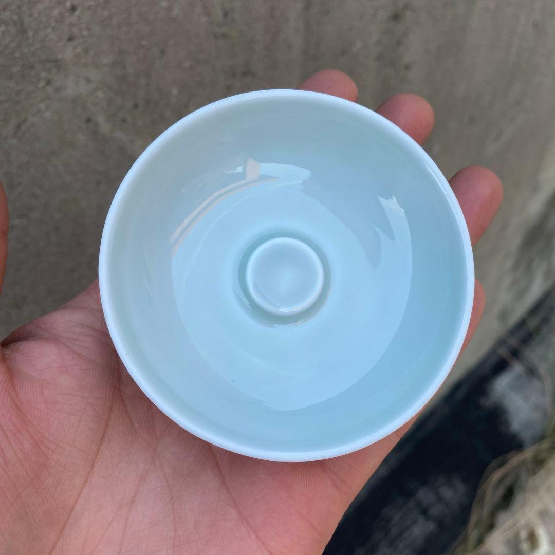 景徳鎮七丞堂陶磁青花釉里紅双獅滾繡球二才蓋碗 茶碗 煎茶器 新品未使用