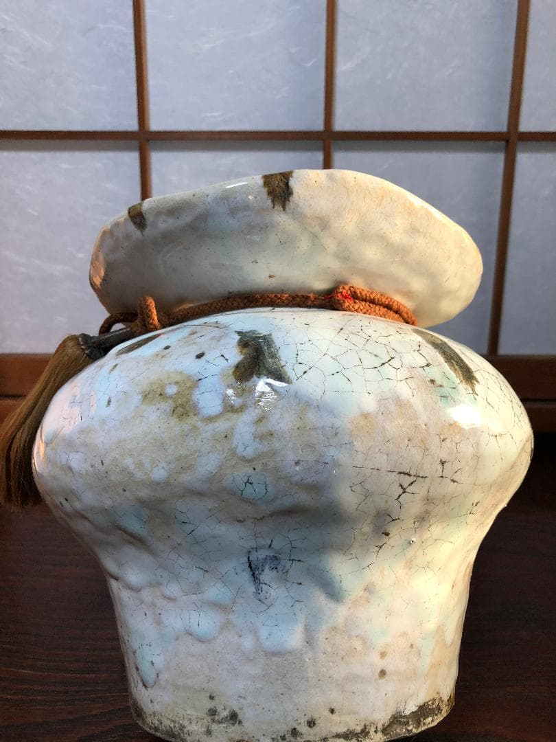 【金海砂金袋型花瓶】　粉引白釉鉄砂彩　益子　合田好道・韓国金海窯造