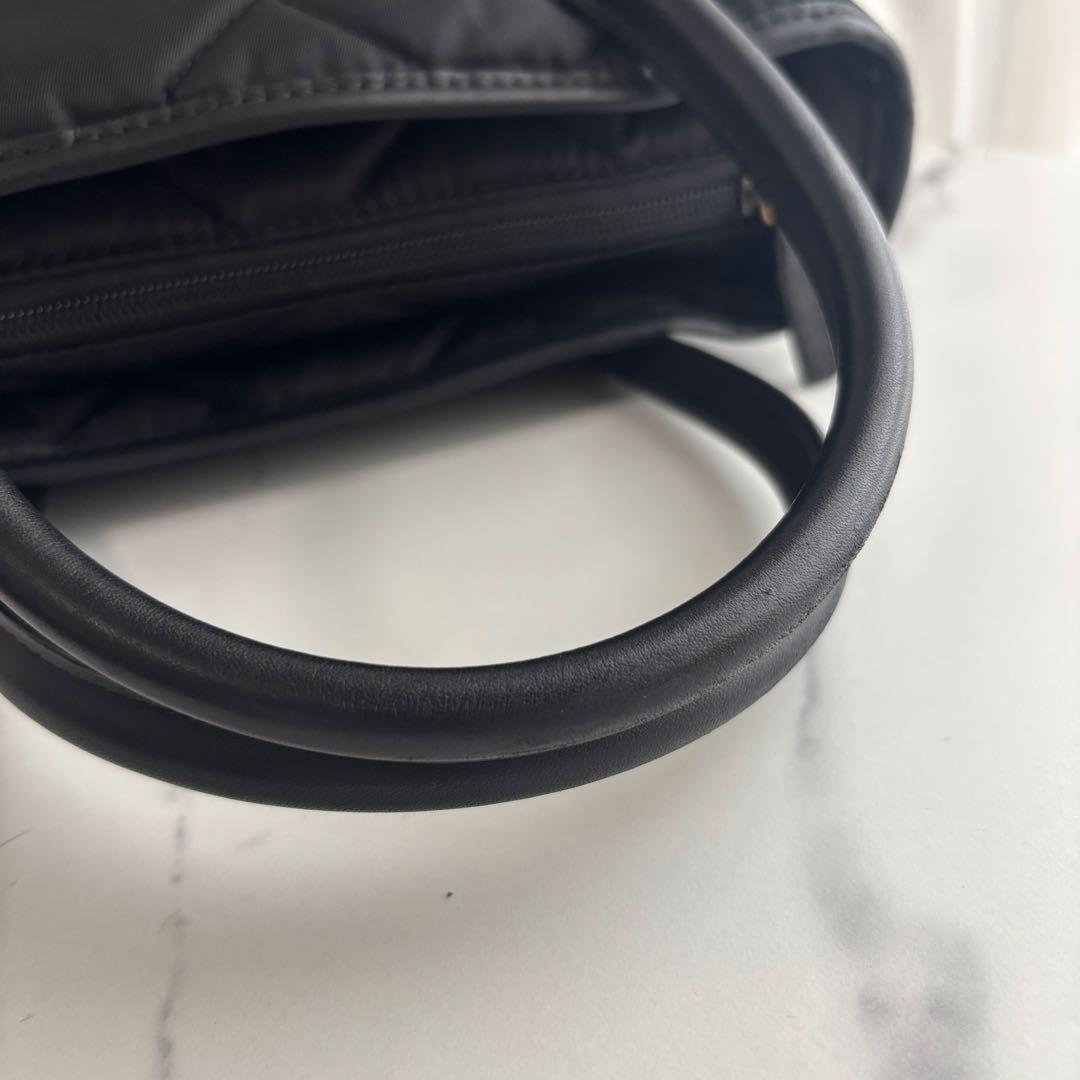 【極美品】Barbour ハンドバッグ　キルティング　黒　レザー×ナイロン