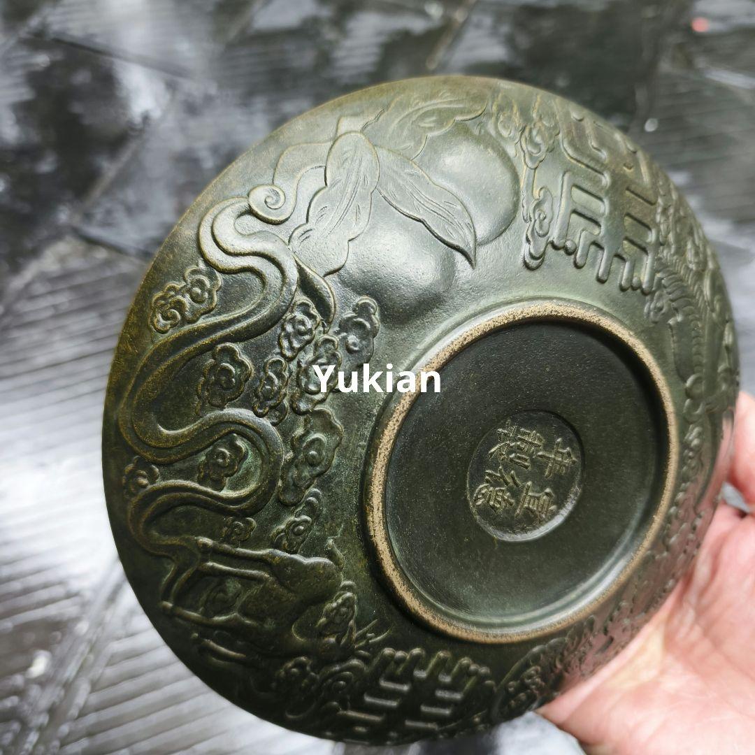 銅器 祥雲瑞獣麒麟皿 銅盤 装飾品 工芸品 美術品 置物