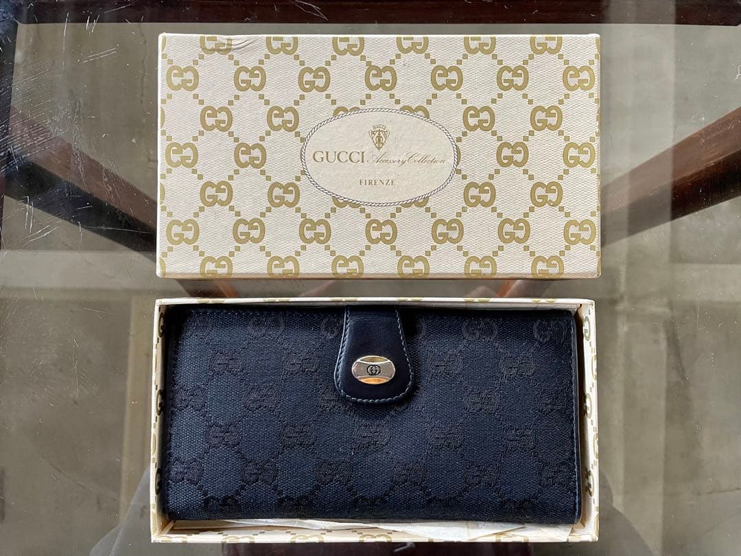 1980s oldgucci オールドグッチ　ブラック　長財布