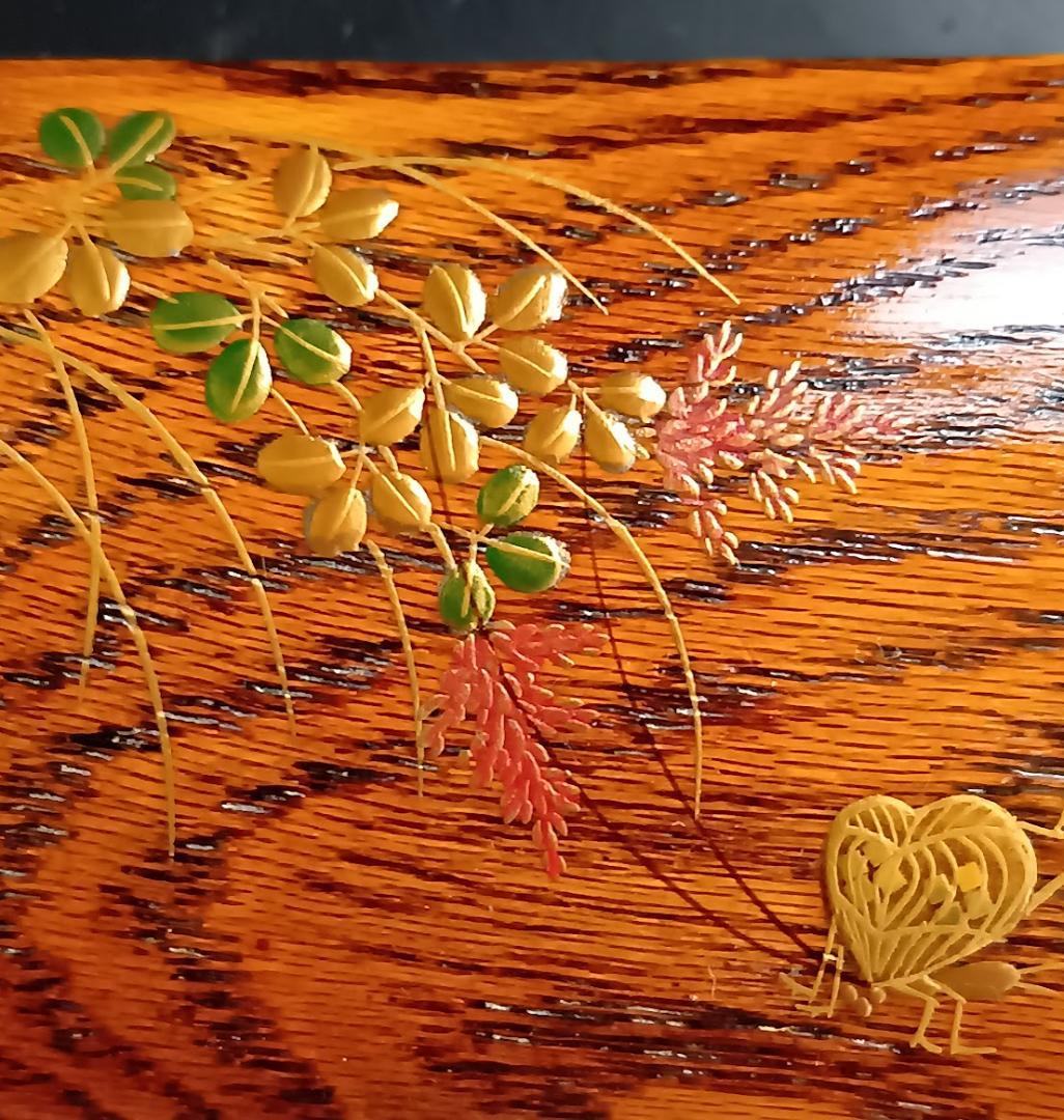 秋野蒔絵　角割香合　加賀蒔絵師　中村孝也作　茶道具 共箱