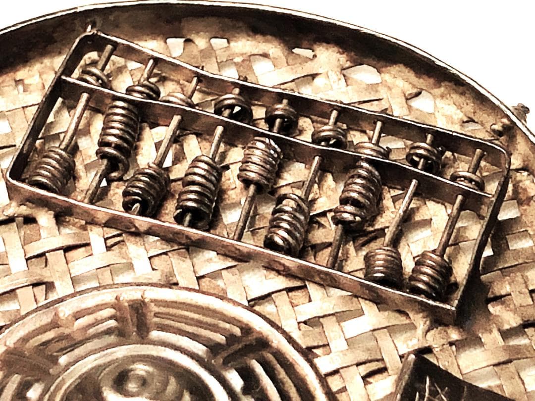 【 明~清代 银锁算盘】　銀錠そろばん　中華古玩　　　　　M0425B