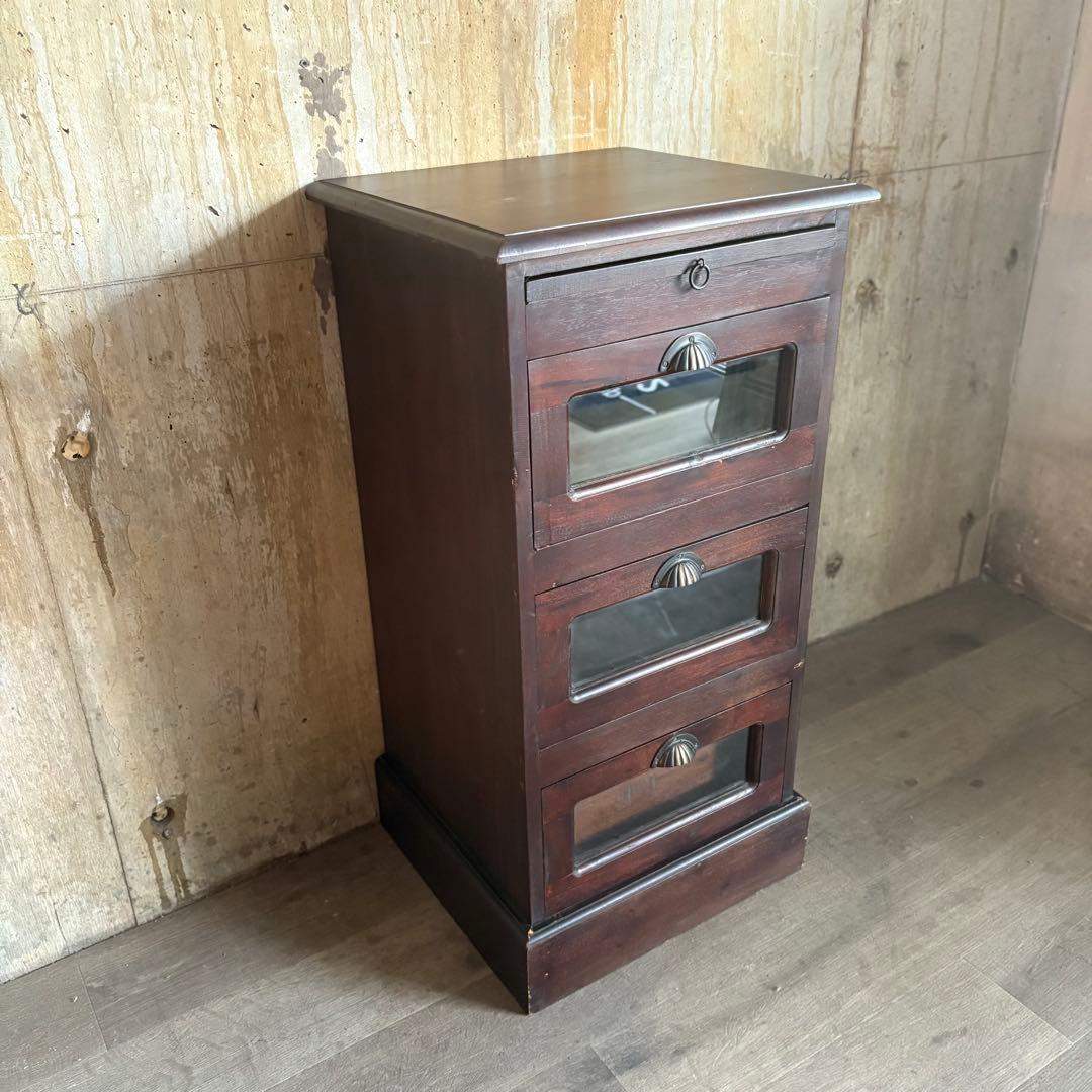 B-COMPANY シェル取手　3段キャビネット　チェスト　マホガニー