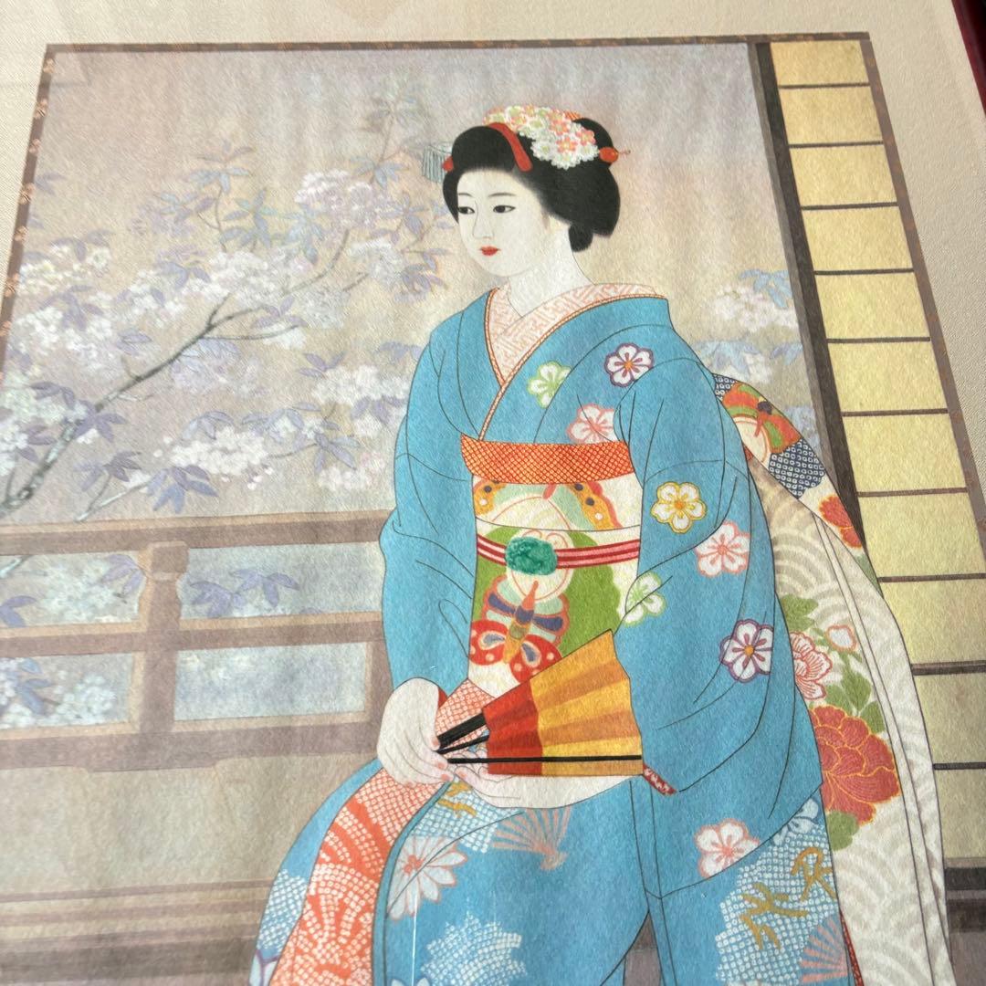 横尾芳月 舞妓 日本画 額装 美人画 F