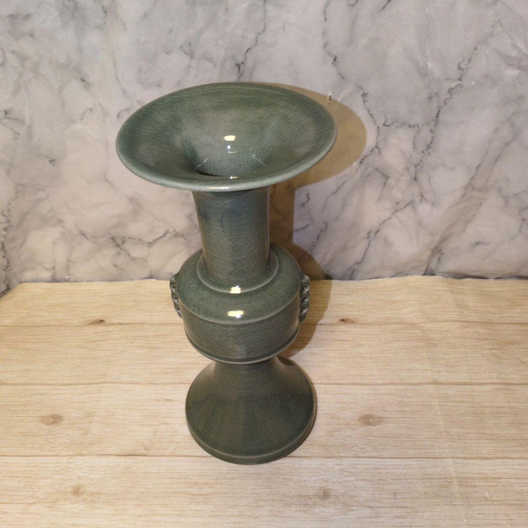 【値下げ!!】美品　青磁中蕪花入　墨田金太漢　茶道具　　韓国　尊式