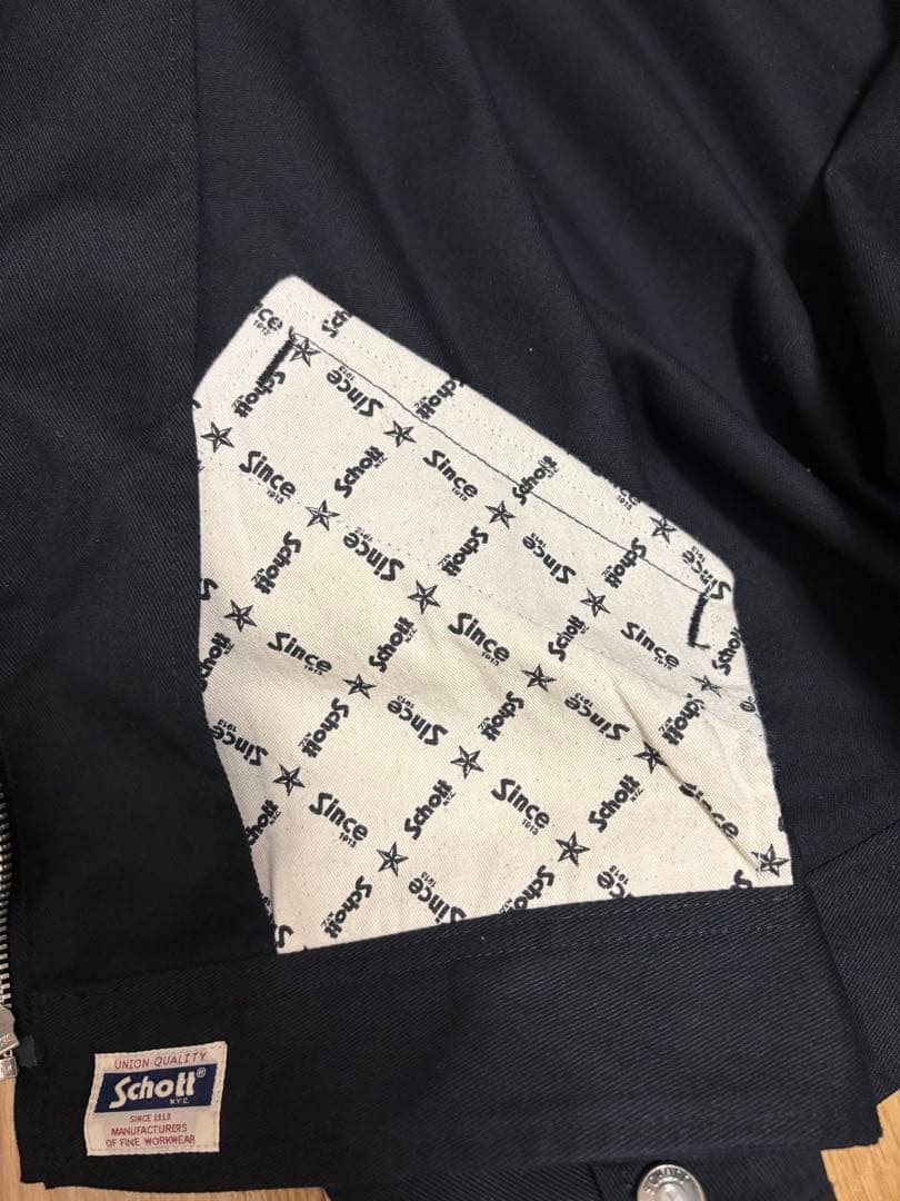 一度着用美品 SCHOTTショット ワークジャケットコットンM 黒ブラックメンズ