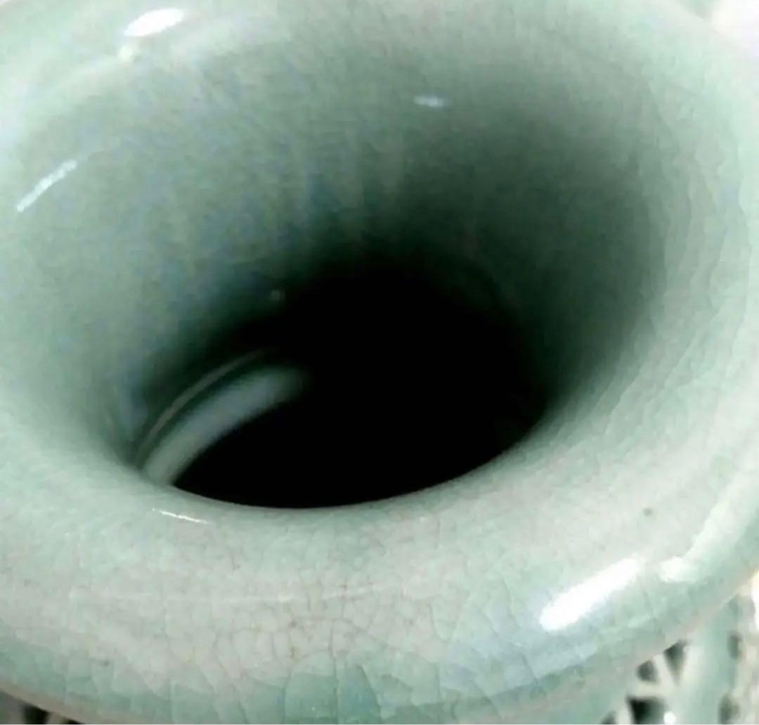 中国 时代物 アンティーク 青磁 壺 花瓶