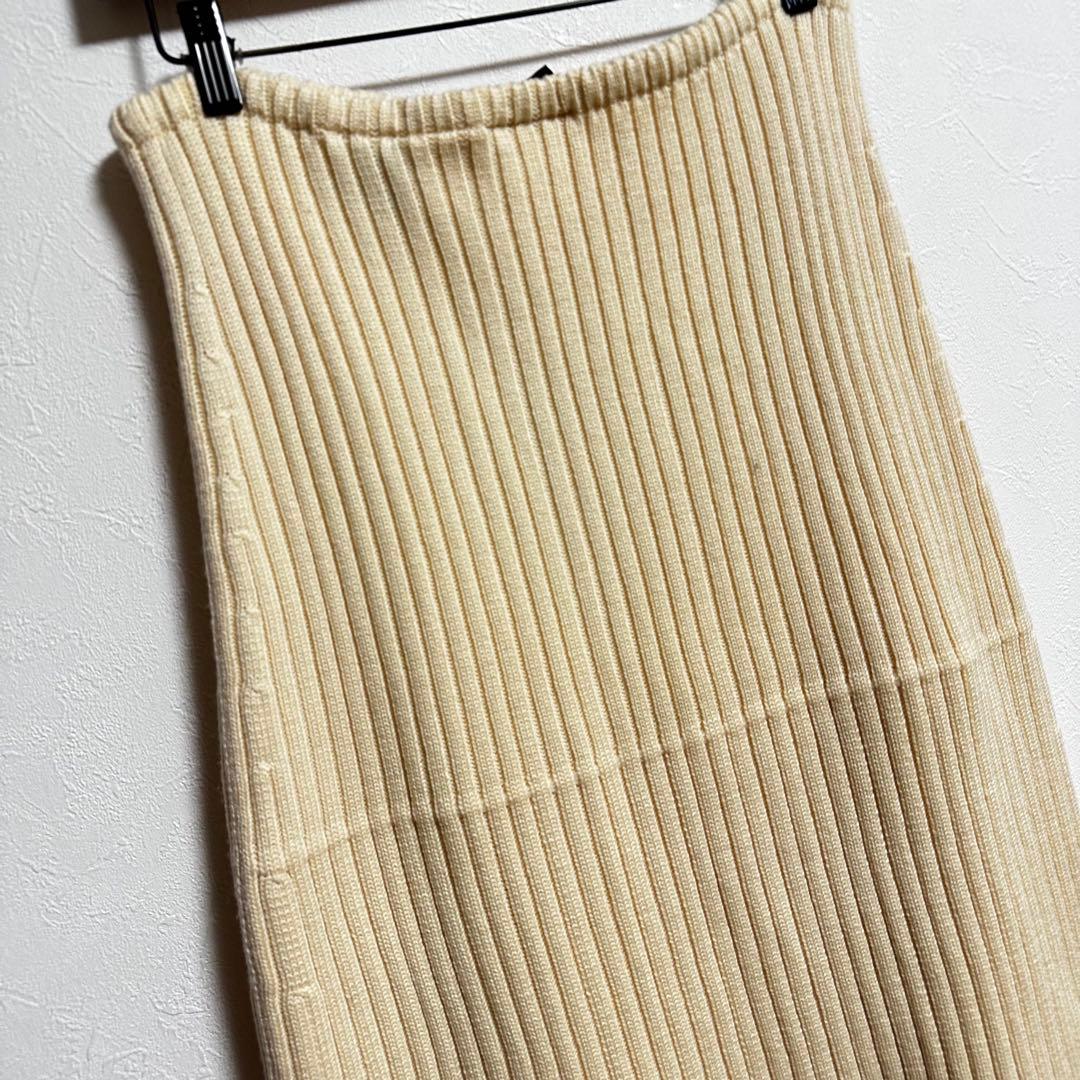 【FENDI フェンディ】リブニットスカート　ウエストゴム　ウール　イタリア製