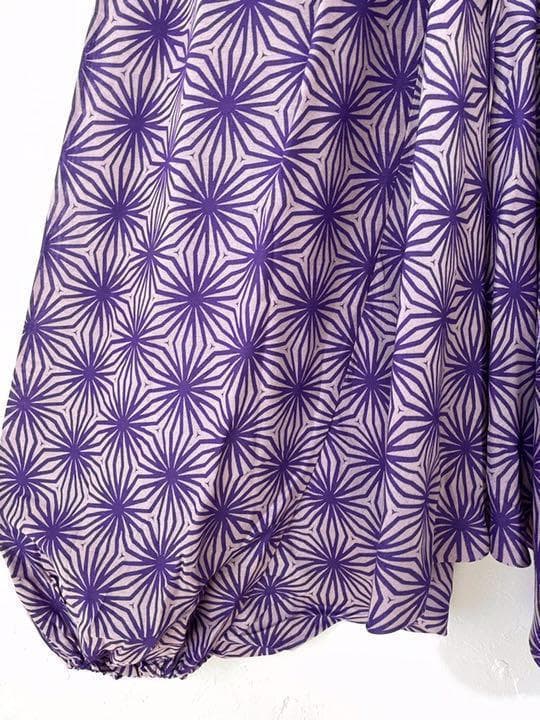 【新品】サルエルパンツ ヨガ 250麻の葉柄　男女兼用　パープル　A947