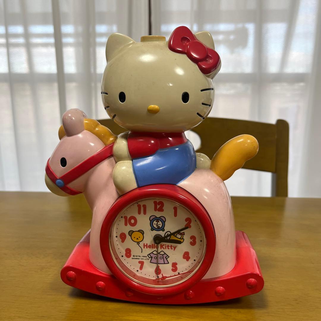 【HELLO KITTY】キティの声　おしゃべり目覚まし時計木馬キティ当時物希少