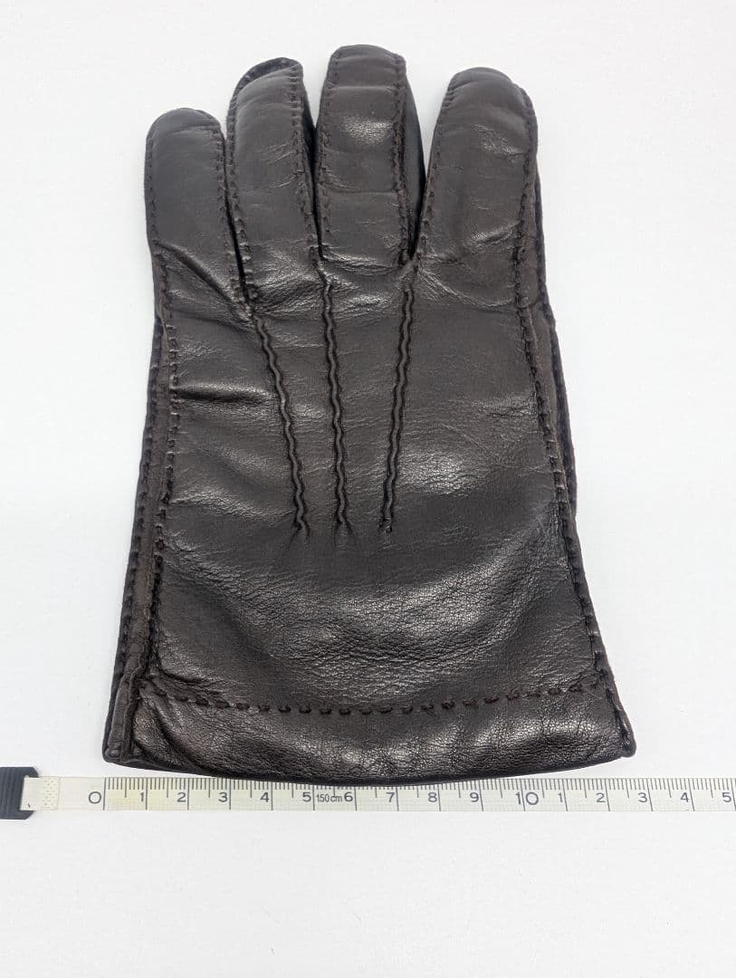 PRADA プラダ ブラウン 本革 レザーメンズ手袋 裏地カシミヤ100%
