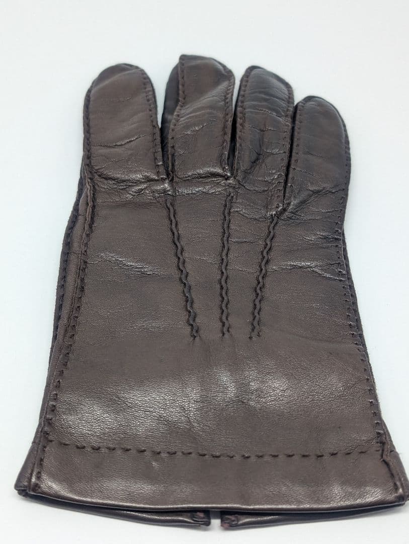 PRADA プラダ ブラウン 本革 レザーメンズ手袋 裏地カシミヤ100%