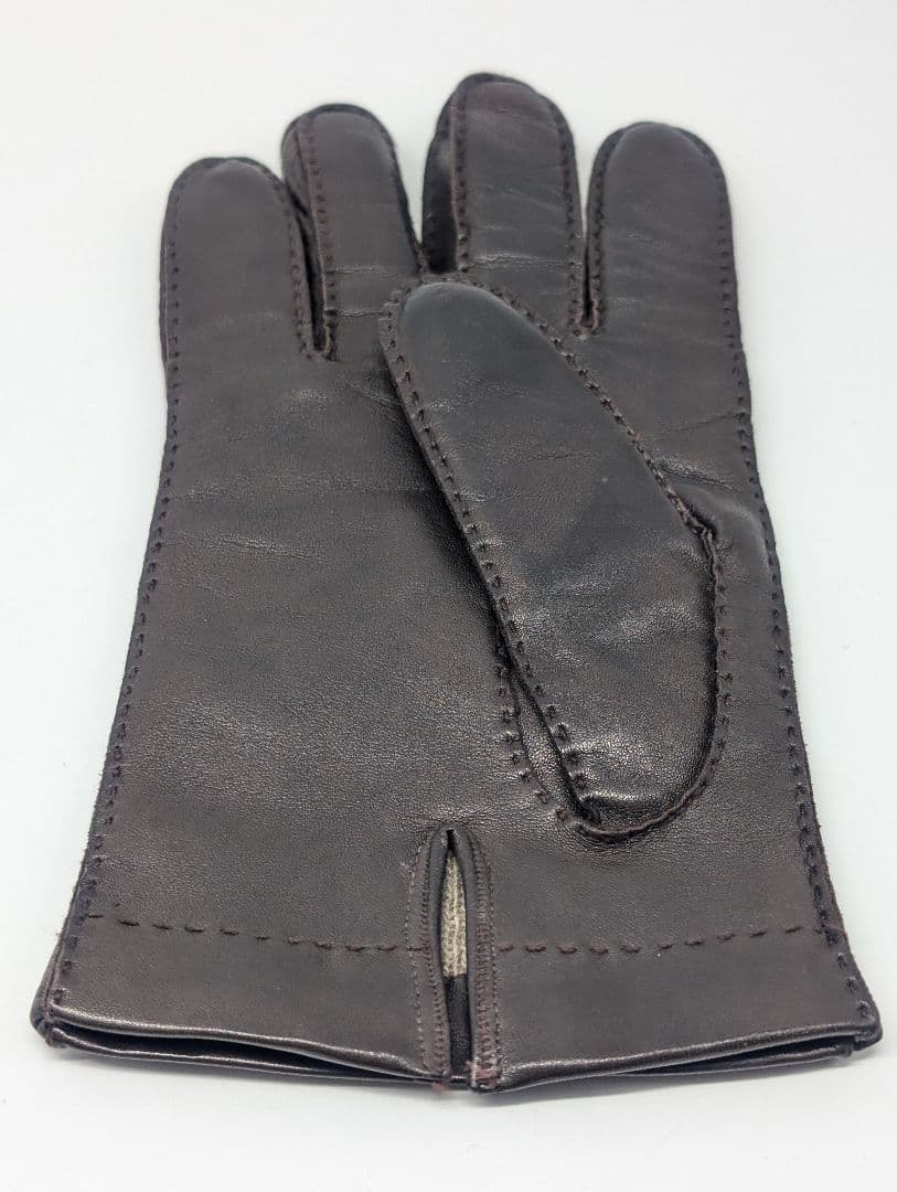 PRADA プラダ ブラウン 本革 レザーメンズ手袋 裏地カシミヤ100%