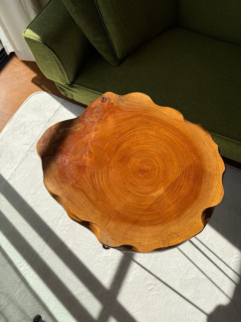 ナチュラルウッド 丸型サイドテーブル-コーヒーテーブル　(一枚板)