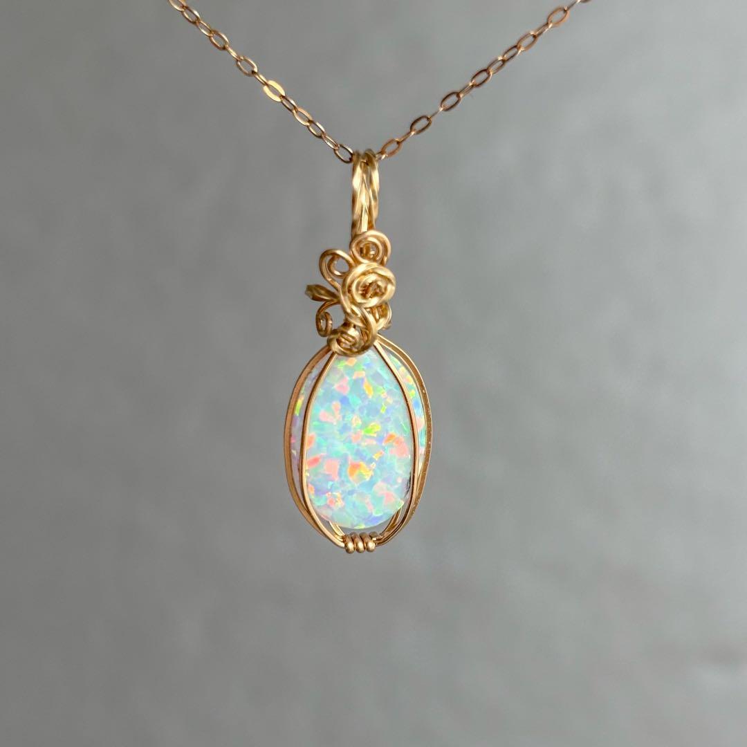 ngoma フリーサイズリング、京都オパール14kgfトップ、チェーン