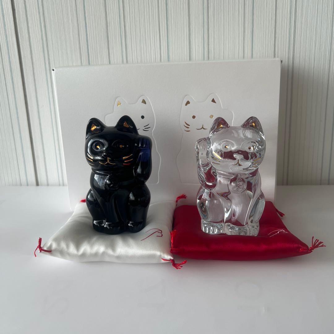 バカラ招き猫　置き物セット　ミッドナイト　クリスタル