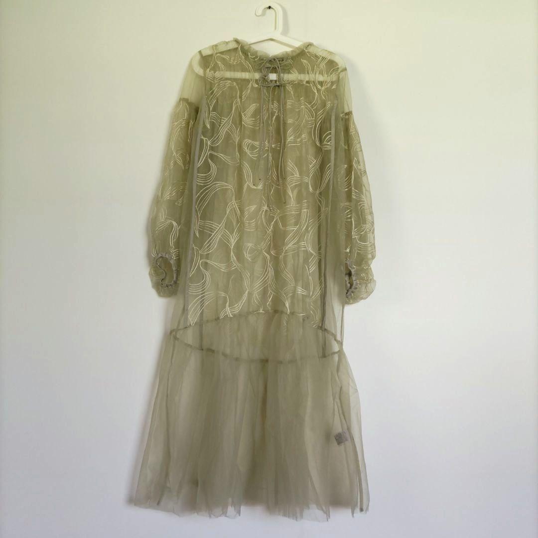 【Dorry Doll / niana】 リボン刺繍 ギャザードレス 結婚式 M