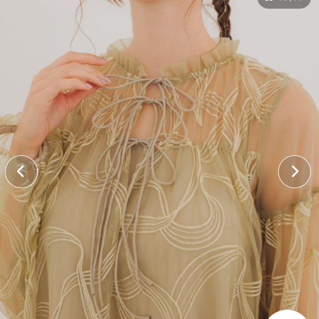 【Dorry Doll / niana】 リボン刺繍 ギャザードレス 結婚式 M