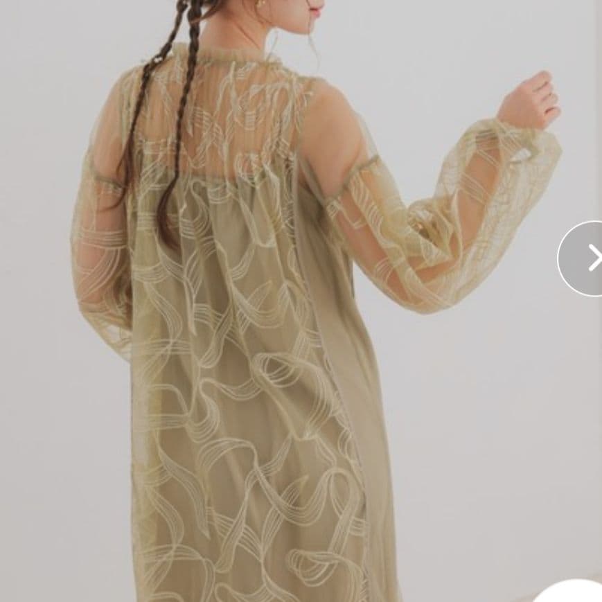 【Dorry Doll / niana】 リボン刺繍 ギャザードレス 結婚式 M