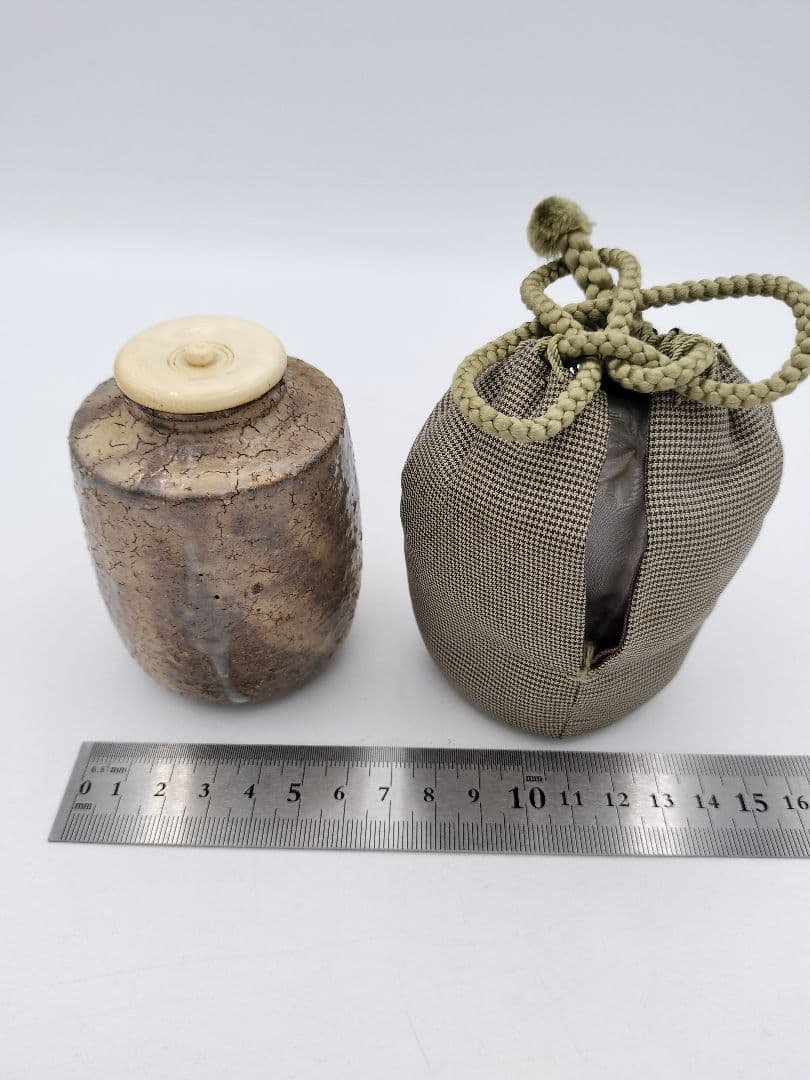 a980 茶入 萩 金子宗楓 利休間道 木箱 古物 茶道具