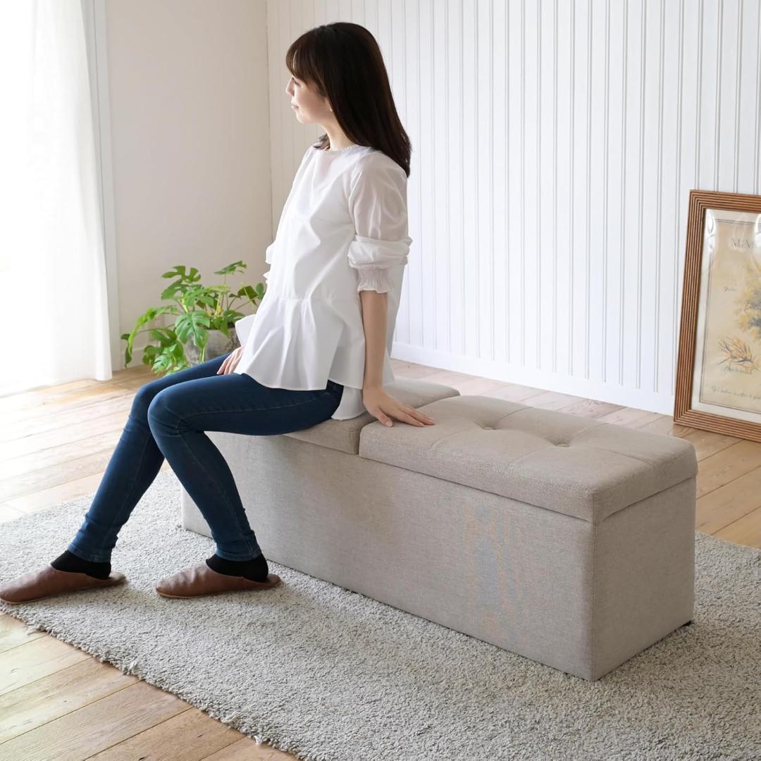 山善(YAMAZEN) 収納スツール グレージュ FBS-120(GRG)