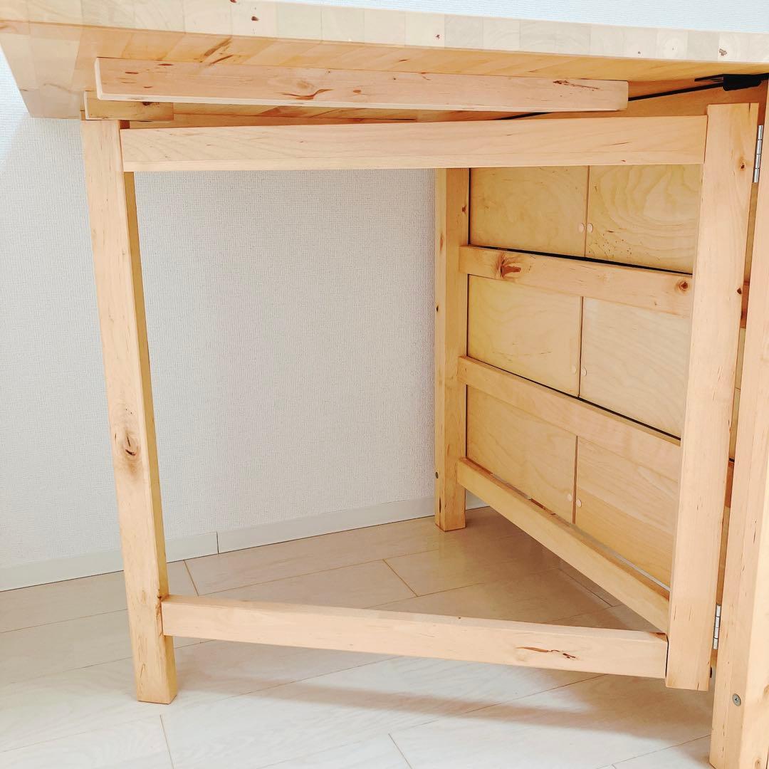 11/22迄イケア 折りたたみダイニングテーブル ノールデン　木目　引き出し付き