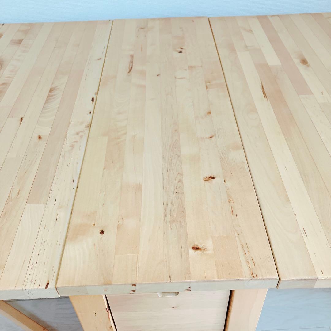 11/22迄イケア 折りたたみダイニングテーブル ノールデン　木目　引き出し付き