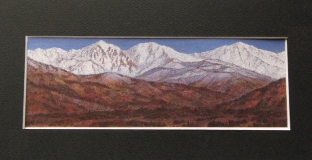 新井富美郎、【連峰】、希少な額装用画集より、新品額装付、状態良好