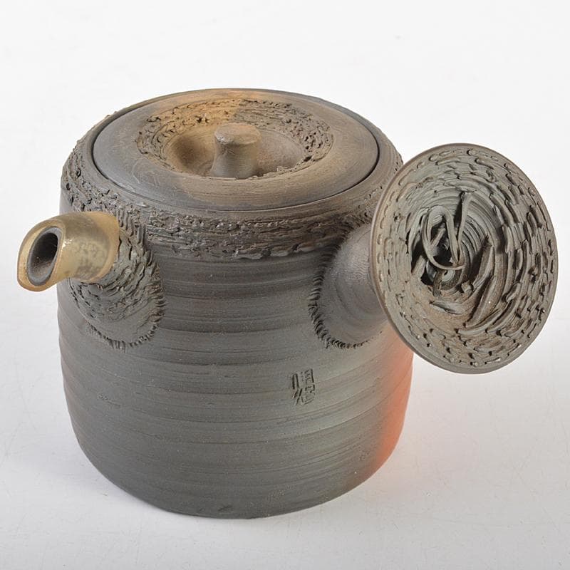 煎茶道具　萬古焼　森伊呂久造　横手急須　箱付　M　R7180