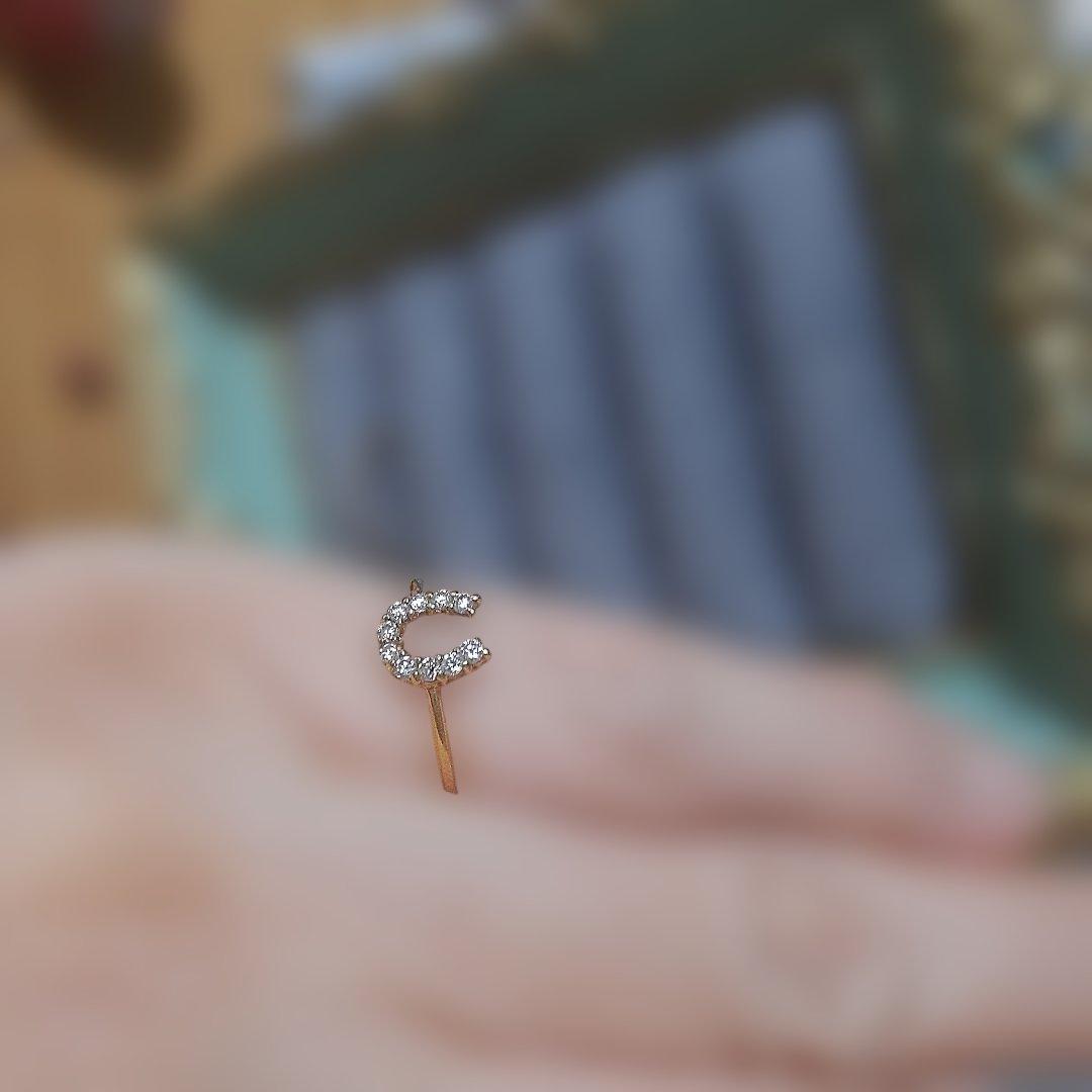 お値下げK18 ホースシュー型ダイヤモンドリングピンキー