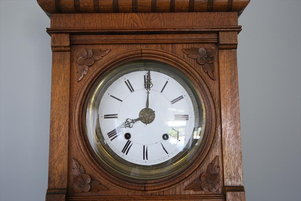 フランスアンティーク古時計/木製柱時計/置時計/レトロクロック(75-163)