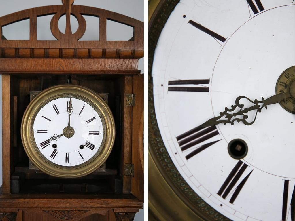 フランスアンティーク古時計/木製柱時計/置時計/レトロクロック(75-163)