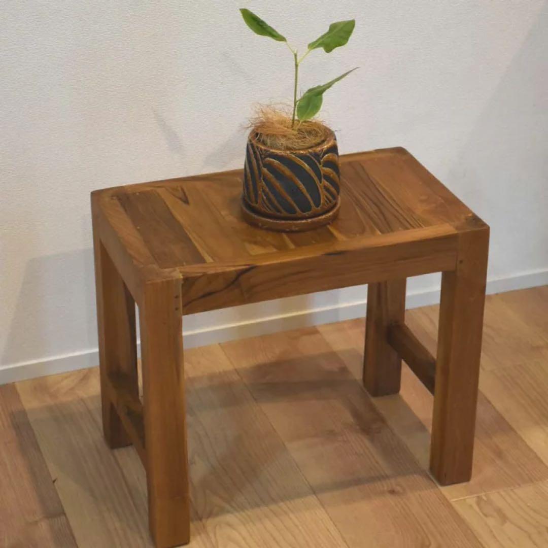 nuko【訳あり】チーク無垢材スツールW50×D30×H42cm