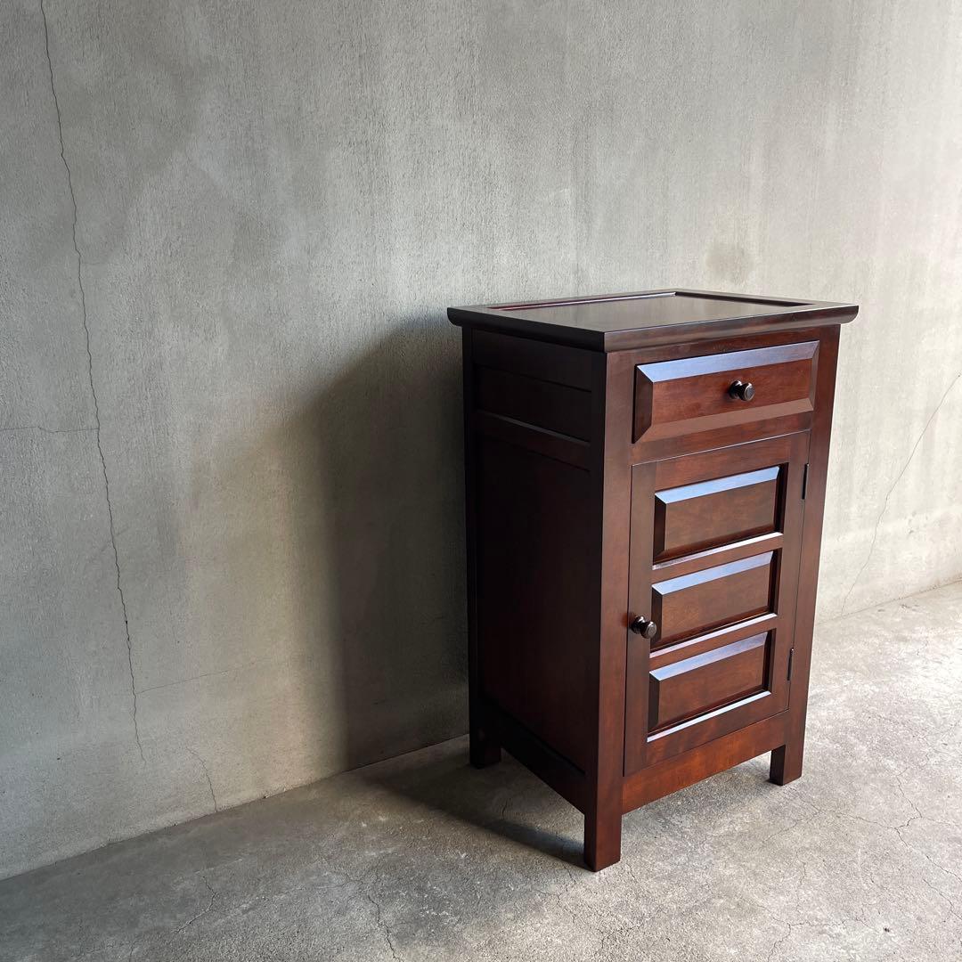 美品　松本民芸家具 ミズメザクラ無垢材 C型電話台 キャビネット 天然木