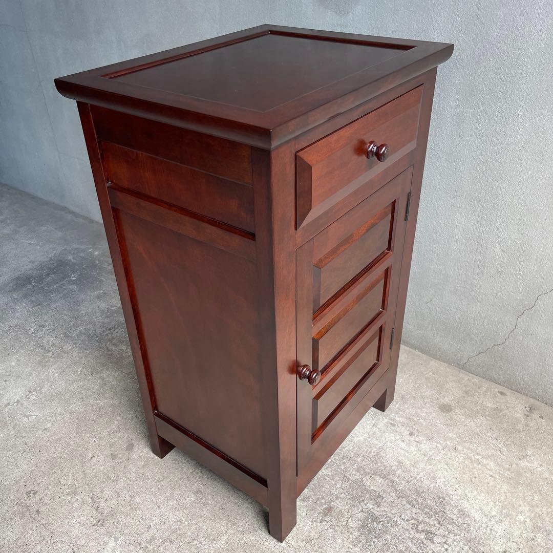 美品　松本民芸家具 ミズメザクラ無垢材 C型電話台 キャビネット 天然木